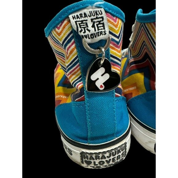 Harajuku Lovers Rainbow ZigZag Sneakers Hi Top Women's Size 6 Medium Funky&Fun - Picture 5 of 9